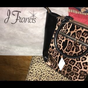 J Francis faux leather purse with animal print